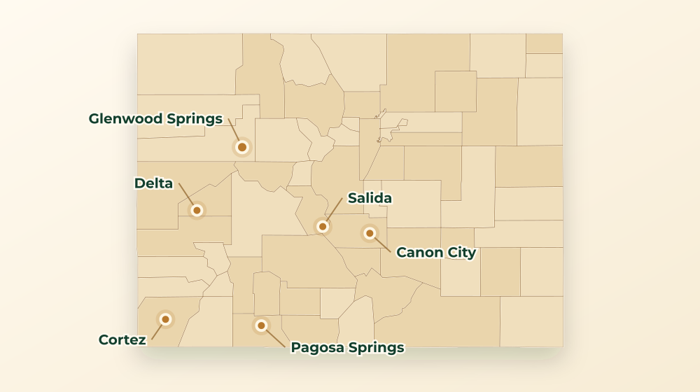 Accurate Colorado land service area map with county boundaries and major city labels
